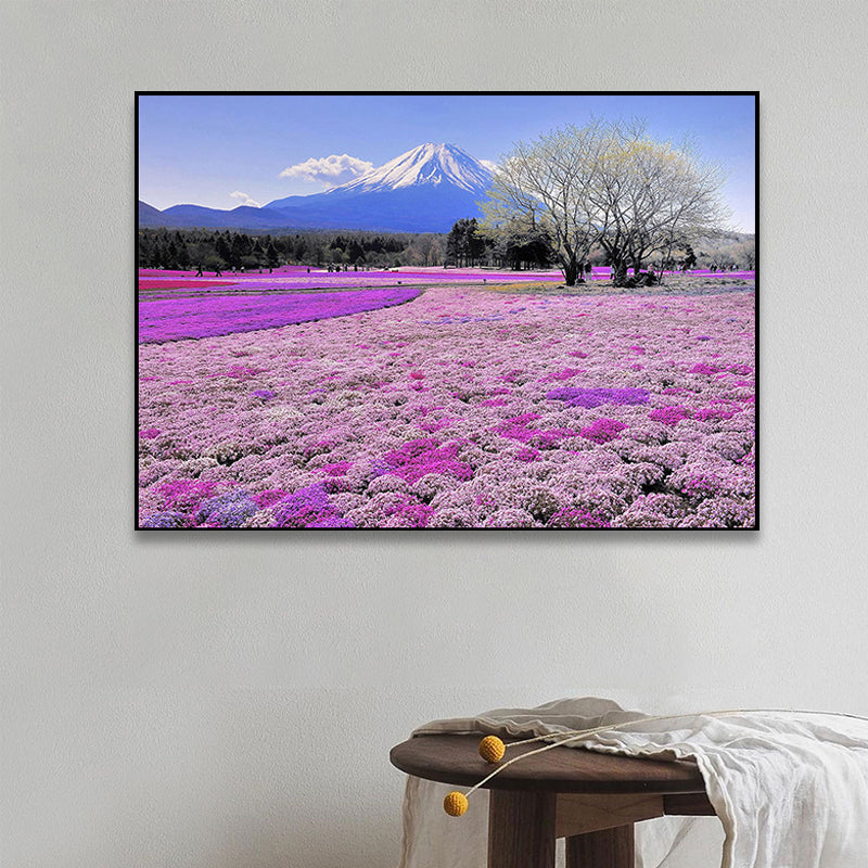Brehn | Lila Lavendelfeld Wandkunst Blumenlandschaft Moderne Texturierte Leinwanddruck für Schlafzimmer