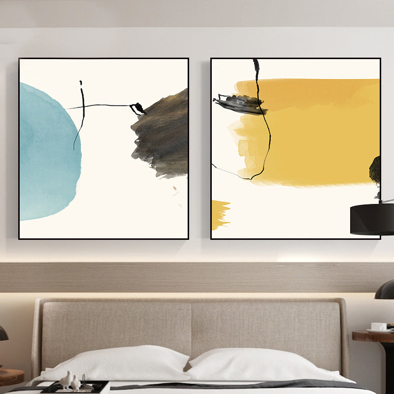 Brehn | Moderne abstrakte geometrische Wandkunst weiche Farbe Mehrteilige Leinwanddruck für das Wohnzimmer