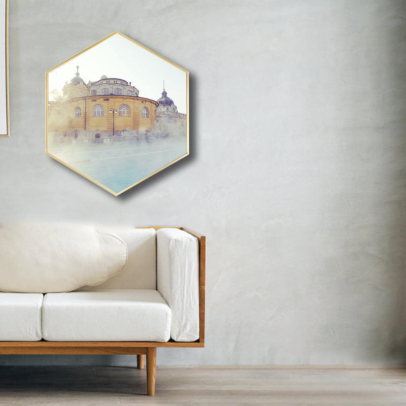 Brehn | Weltkultur Wahrzeichen Gebäude Leinwand Gelbes Texturiertes Wandkunst Dekor für Wohnzimmer