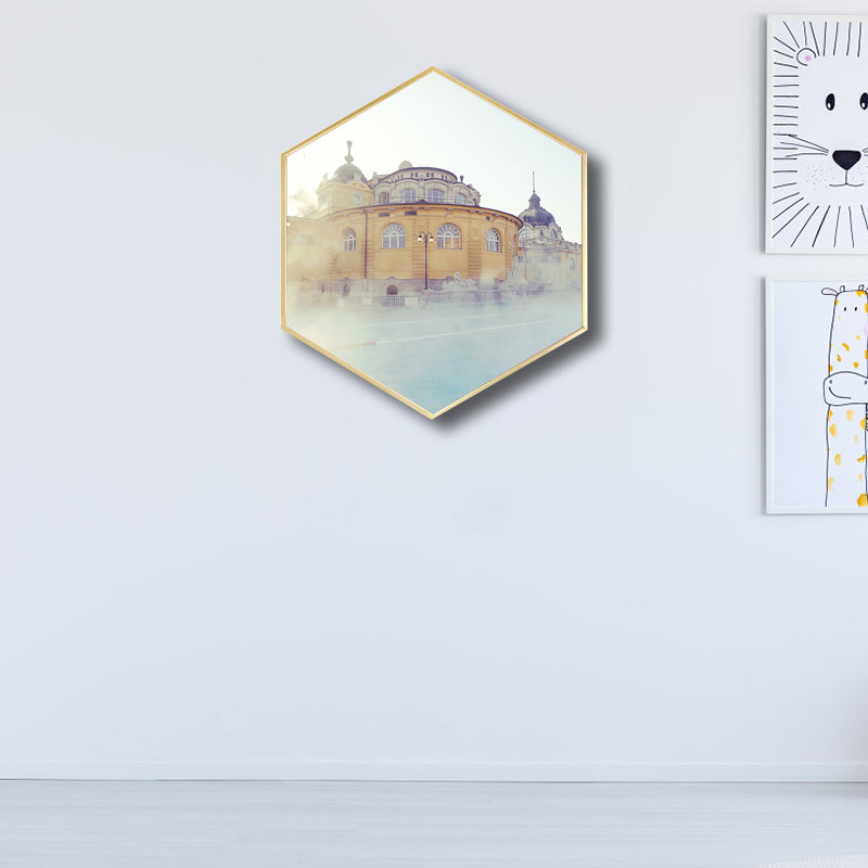 Brehn | Weltkultur Wahrzeichen Gebäude Leinwand Gelbes Texturiertes Wandkunst Dekor für Wohnzimmer