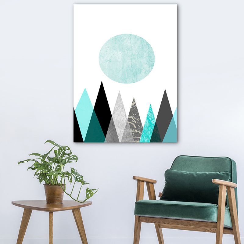 Brehn | Pastellfarbene Nordische Eingewickelte Leinwand Morgen Berge Wandkunst Dekor für Wohnzimmer