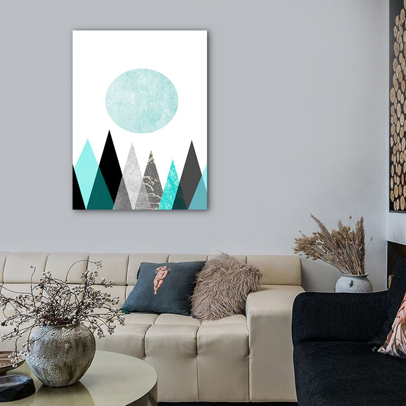 Brehn | Pastellfarbene Nordische Eingewickelte Leinwand Morgen Berge Wandkunst Dekor für Wohnzimmer
