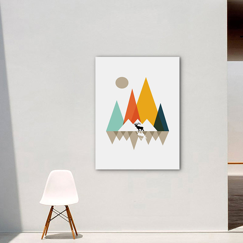 Brehn | Pastellfarbene Nordische Eingewickelte Leinwand Morgen Berge Wandkunst Dekor für Wohnzimmer