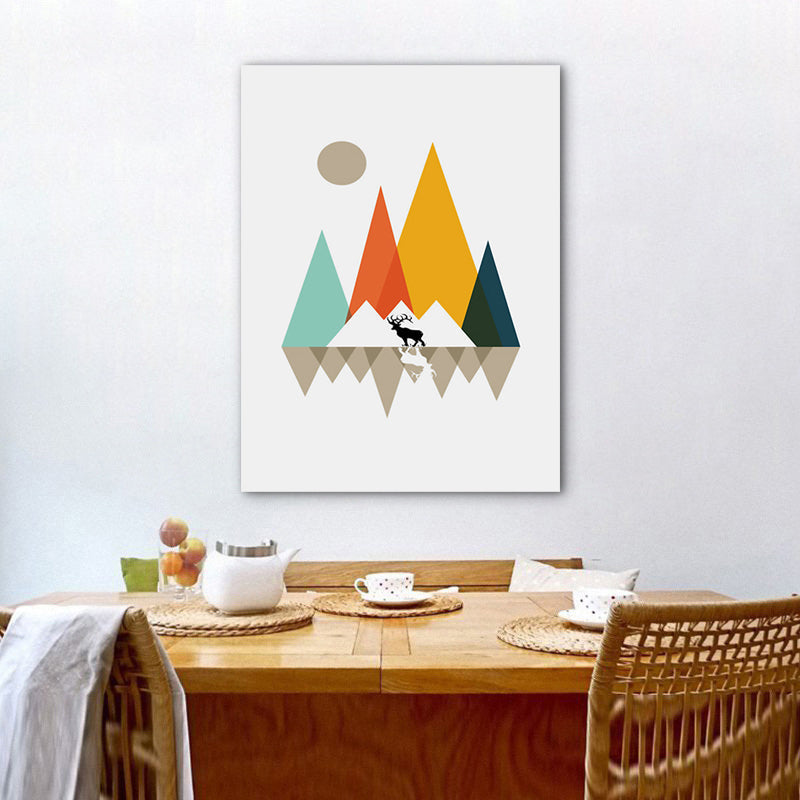 Brehn | Pastellfarbene Nordische Eingewickelte Leinwand Morgen Berge Wandkunst Dekor für Wohnzimmer
