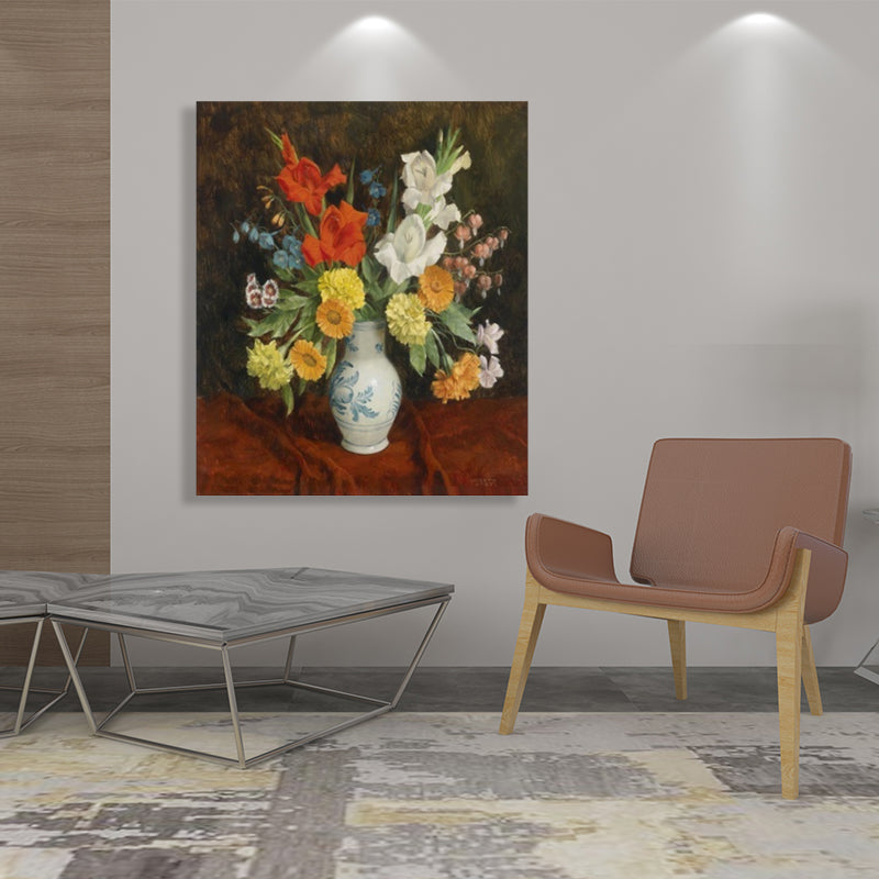 Brehn | Helle Farbige Blumenarrangement-Leinwand Impressionismus Texturierte Wanddekoration für das Wohnzimmer