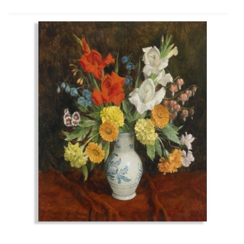 Brehn | Helle Farbige Blumenarrangement-Leinwand Impressionismus Texturierte Wanddekoration für das Wohnzimmer