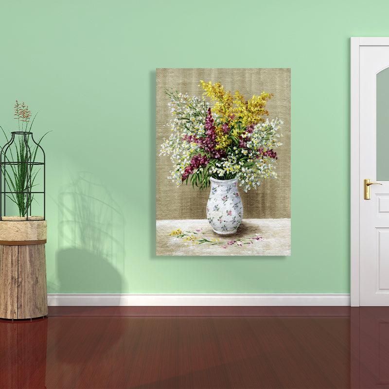 Brehn | Helle Farbige Blumenarrangement-Leinwand Impressionismus Texturierte Wanddekoration für das Wohnzimmer