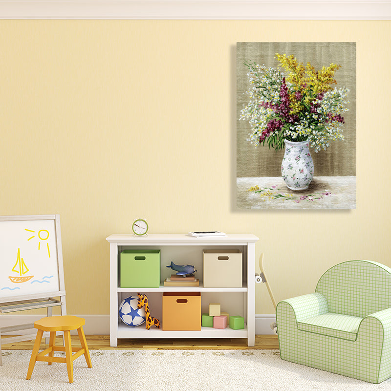Brehn | Helle Farbige Blumenarrangement-Leinwand Impressionismus Texturierte Wanddekoration für das Wohnzimmer