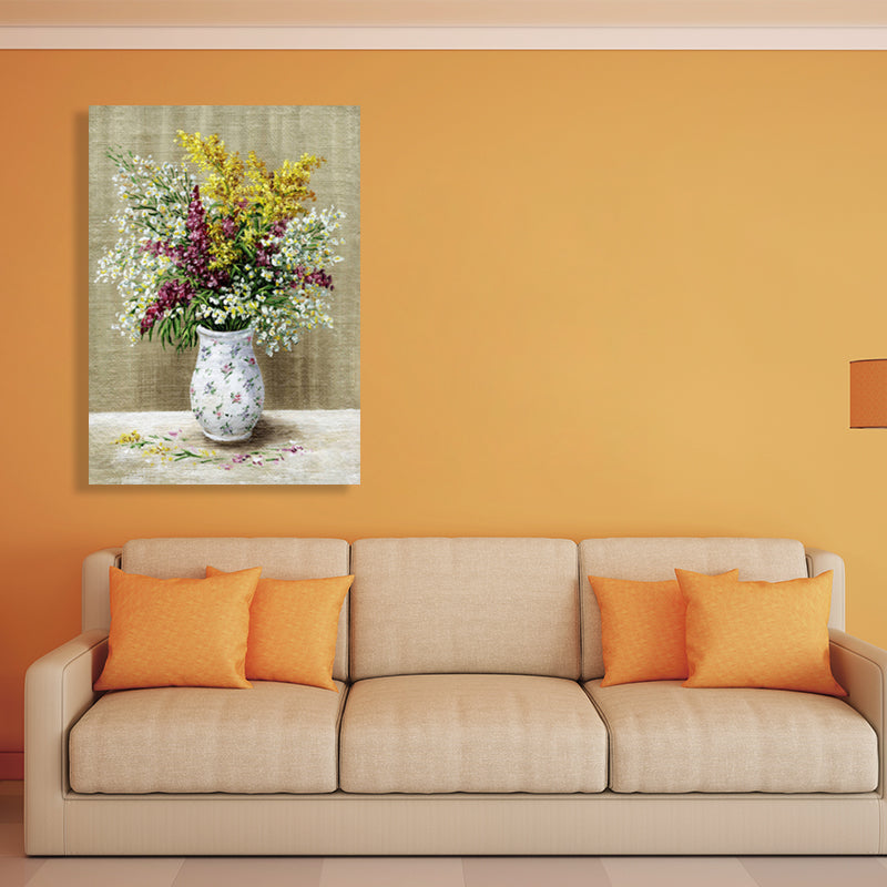 Brehn | Helle Farbige Blumenarrangement-Leinwand Impressionismus Texturierte Wanddekoration für das Wohnzimmer
