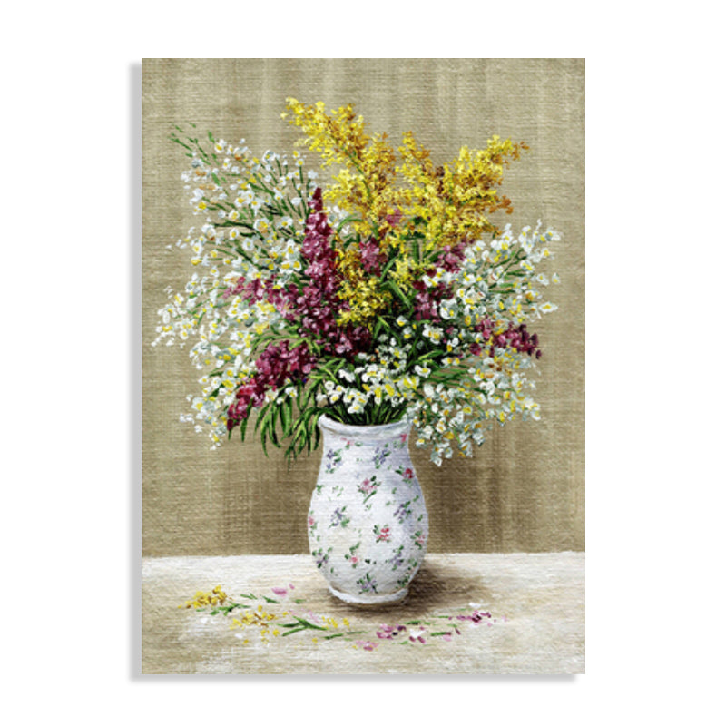 Brehn | Helle Farbige Blumenarrangement-Leinwand Impressionismus Texturierte Wanddekoration für das Wohnzimmer