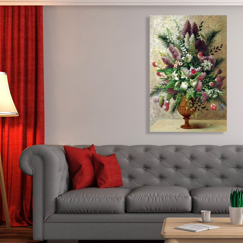 Brehn | Helle Farbige Blumenarrangement-Leinwand Impressionismus Texturierte Wanddekoration für das Wohnzimmer