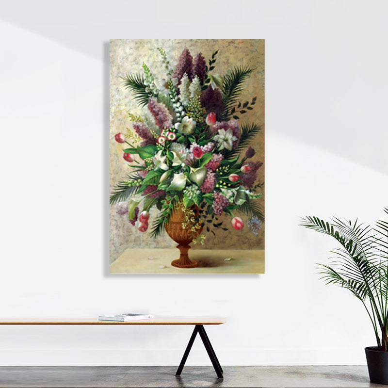 Brehn | Helle Farbige Blumenarrangement-Leinwand Impressionismus Texturierte Wanddekoration für das Wohnzimmer