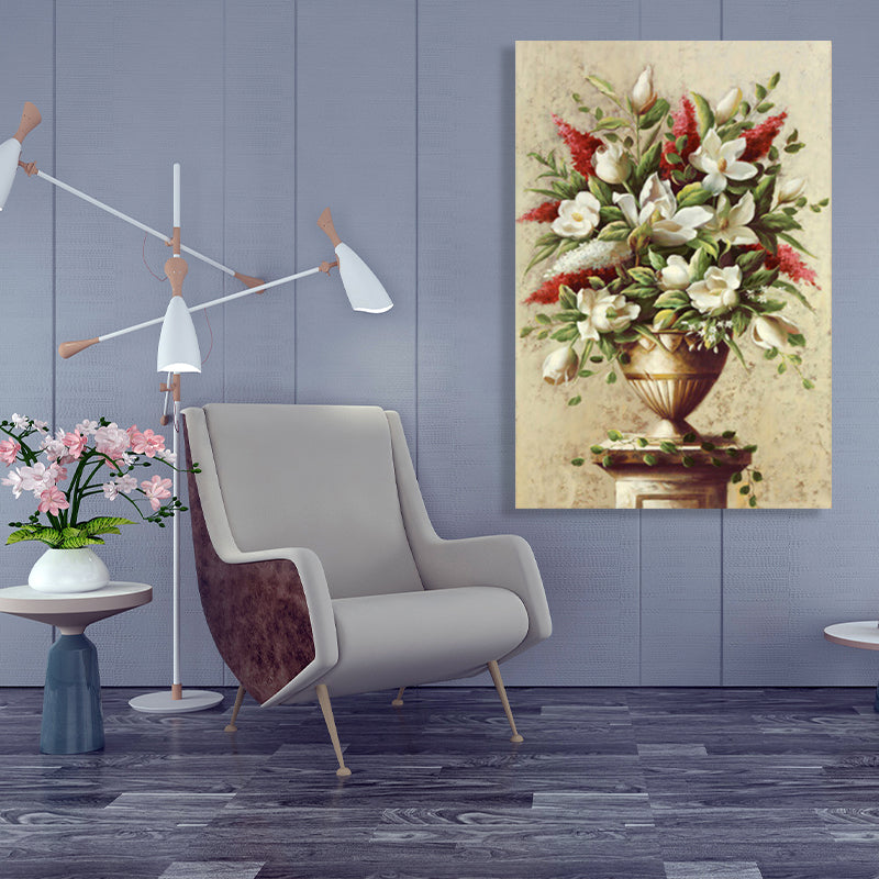 Brehn | Helle Farbige Blumenarrangement-Leinwand Impressionismus Texturierte Wanddekoration für das Wohnzimmer