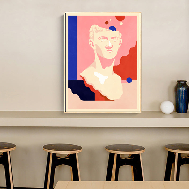 Brehn | Rosa Männliche Skulptur Leinwand Kunst Illustration Skandinavisches Texturiertes Gemälde für Schlafzimmer