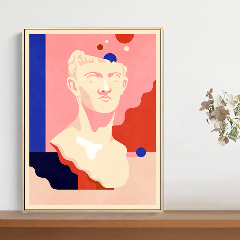Brehn | Rosa Männliche Skulptur Leinwand Kunst Illustration Skandinavisches Texturiertes Gemälde für Schlafzimmer