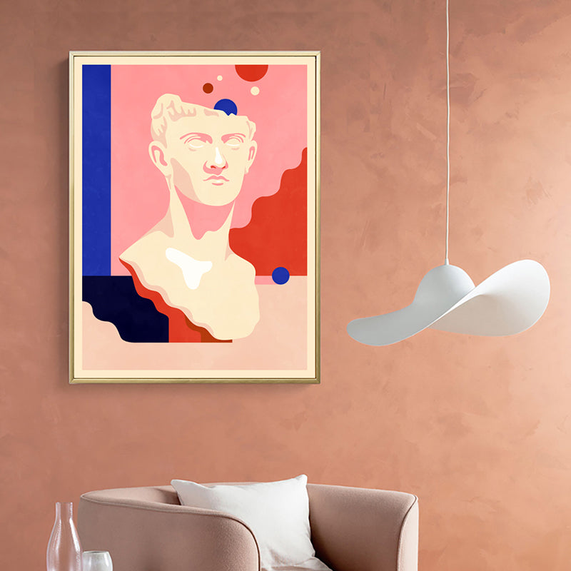 Brehn | Rosa Männliche Skulptur Leinwand Kunst Illustration Skandinavisches Texturiertes Gemälde für Schlafzimmer