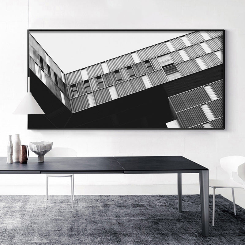 Brehn | Moderne Hochhäuser Sicht Leinwanddruck Helle Farben Strukturiert Wanddekoration für das Esszimmer