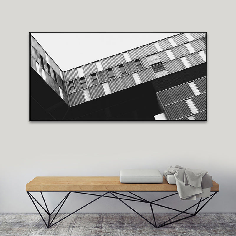 Brehn | Moderne Hochhäuser Sicht Leinwanddruck Helle Farben Strukturiert Wanddekoration für das Esszimmer