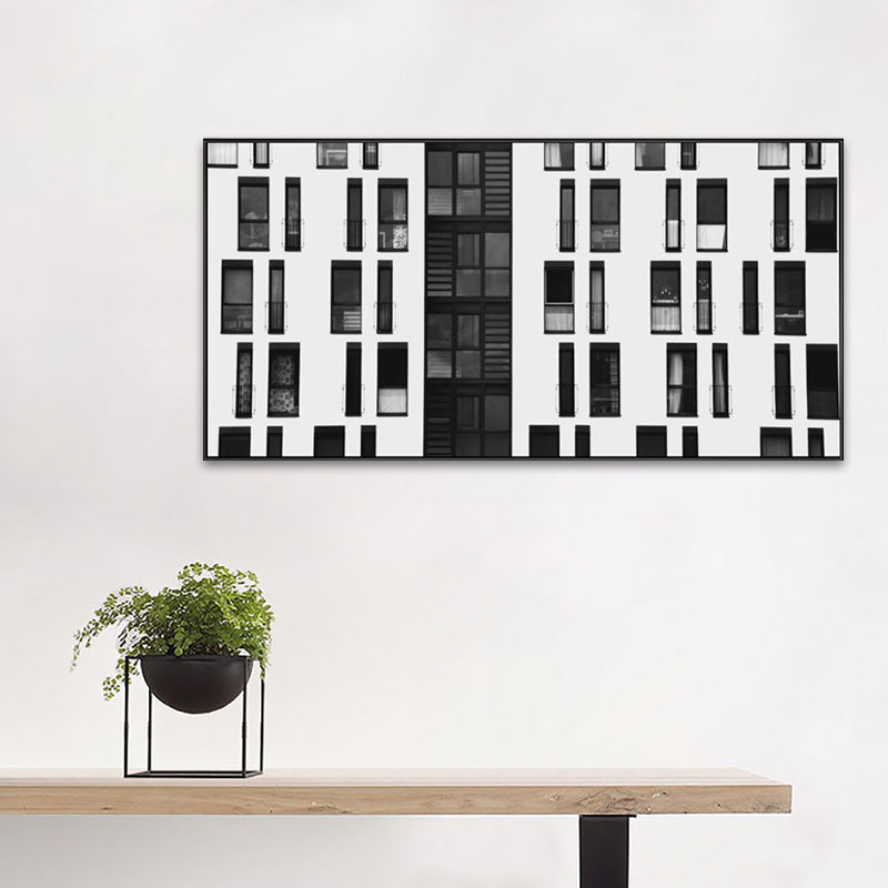 Brehn | Moderne Hochhäuser Sicht Leinwanddruck Helle Farben Strukturiert Wanddekoration für das Esszimmer
