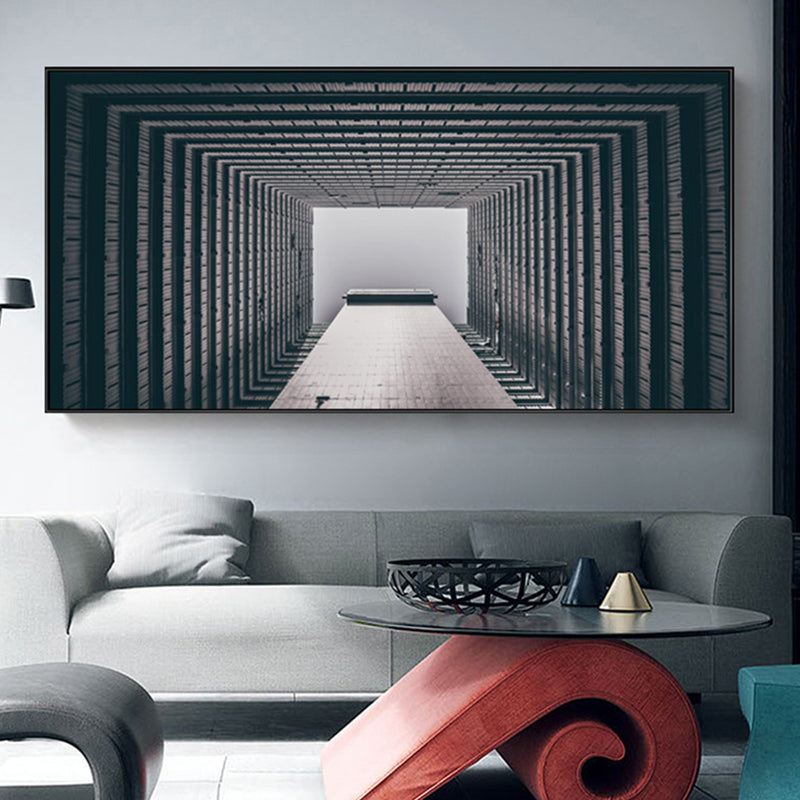Brehn | Moderne Hochhäuser Sicht Leinwanddruck Helle Farben Strukturiert Wanddekoration für das Esszimmer