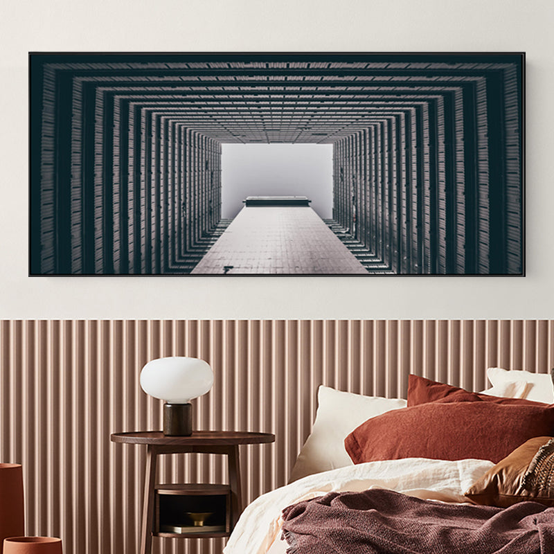 Brehn | Moderne Hochhäuser Sicht Leinwanddruck Helle Farben Strukturiert Wanddekoration für das Esszimmer