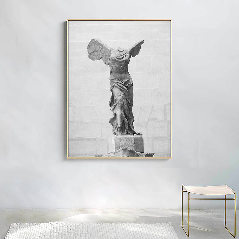 Brehn | Grau Nordisch Leinwanddruck Foto Flügelte Victoria von Samothrake Wandkunst Deko für Raum