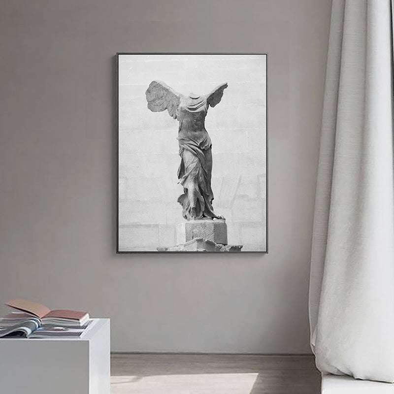 Brehn | Grau Nordisch Leinwanddruck Foto Flügelte Victoria von Samothrake Wandkunst Deko für Raum