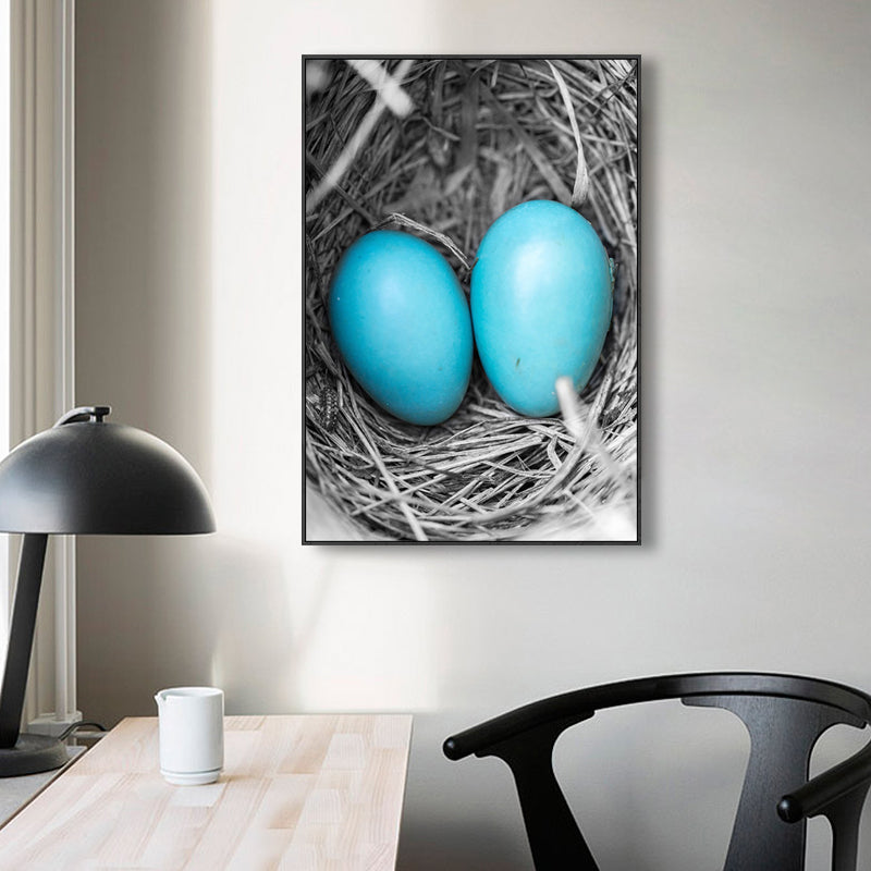 Brehn | Blaue moderne Leinwandwandkunst Wildvogel-Landschaft Gemälde für die Küche, mehrere Größen