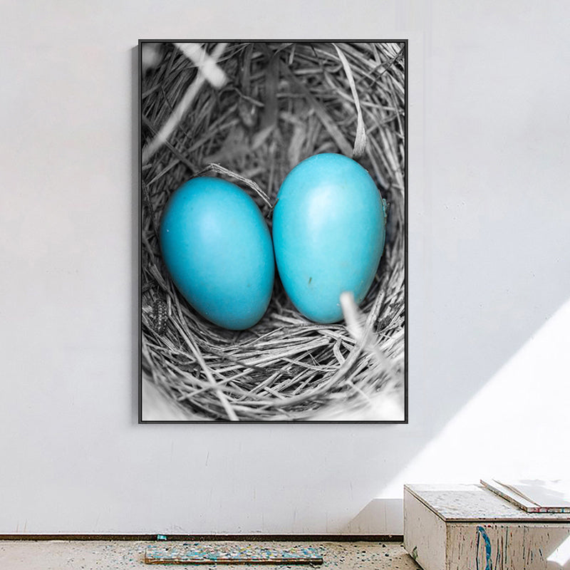 Brehn | Blaue moderne Leinwandwandkunst Wildvogel-Landschaft Gemälde für die Küche, mehrere Größen