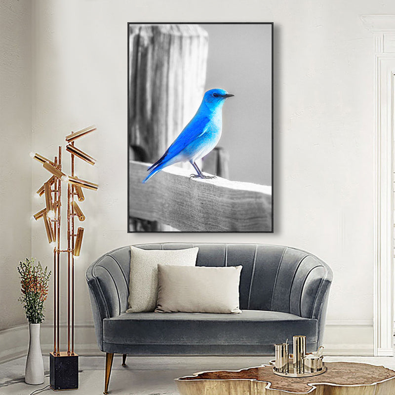 Brehn | Blaue moderne Leinwandwandkunst Wildvogel-Landschaft Gemälde für die Küche, mehrere Größen