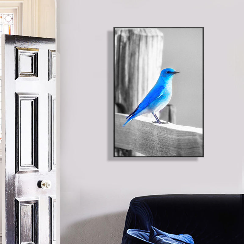 Brehn | Blaue moderne Leinwandwandkunst Wildvogel-Landschaft Gemälde für die Küche, mehrere Größen