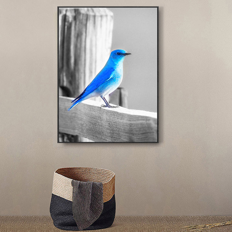 Brehn | Blaue moderne Leinwandwandkunst Wildvogel-Landschaft Gemälde für die Küche, mehrere Größen