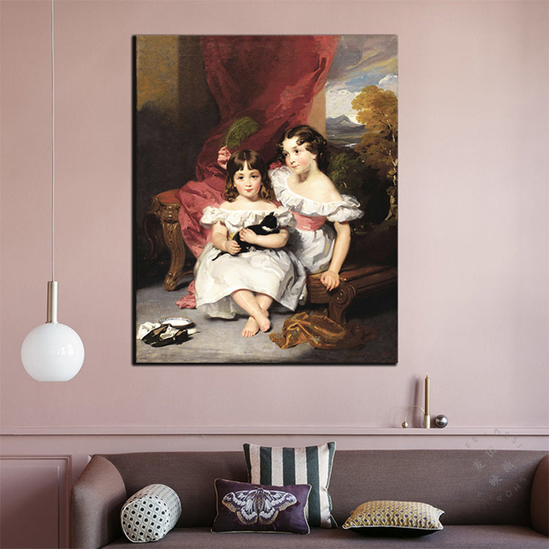 Brehn | Texturierte Wanddekoration für kleine Mädchen Leinwand Renaissance-Stil Gemälde für das Wohnzimmer