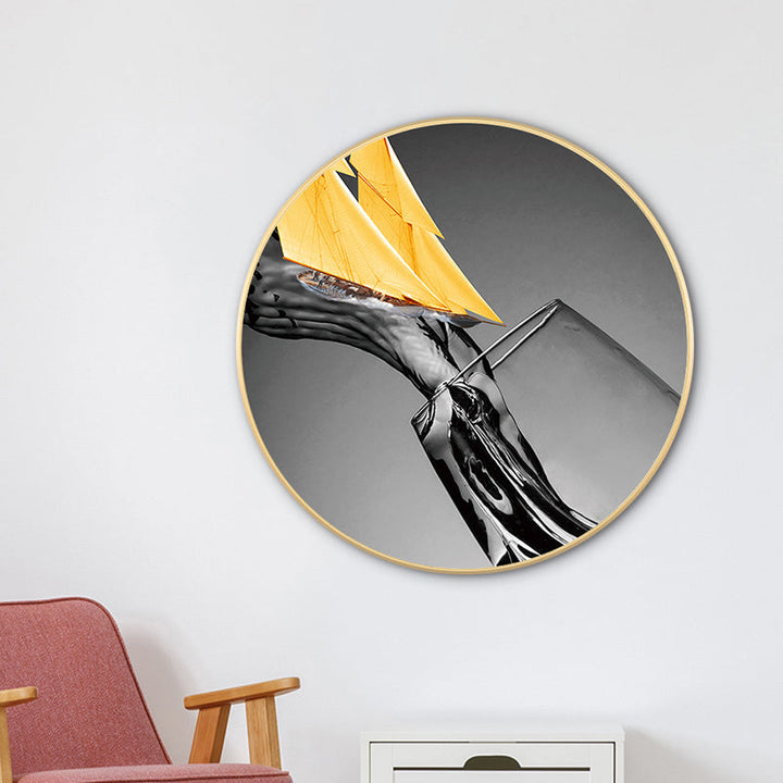 Brehn | Graue Weinglasmalerei Texturiert Zeitgenössischer Stil Esszimmer Leinwand Wandkunst