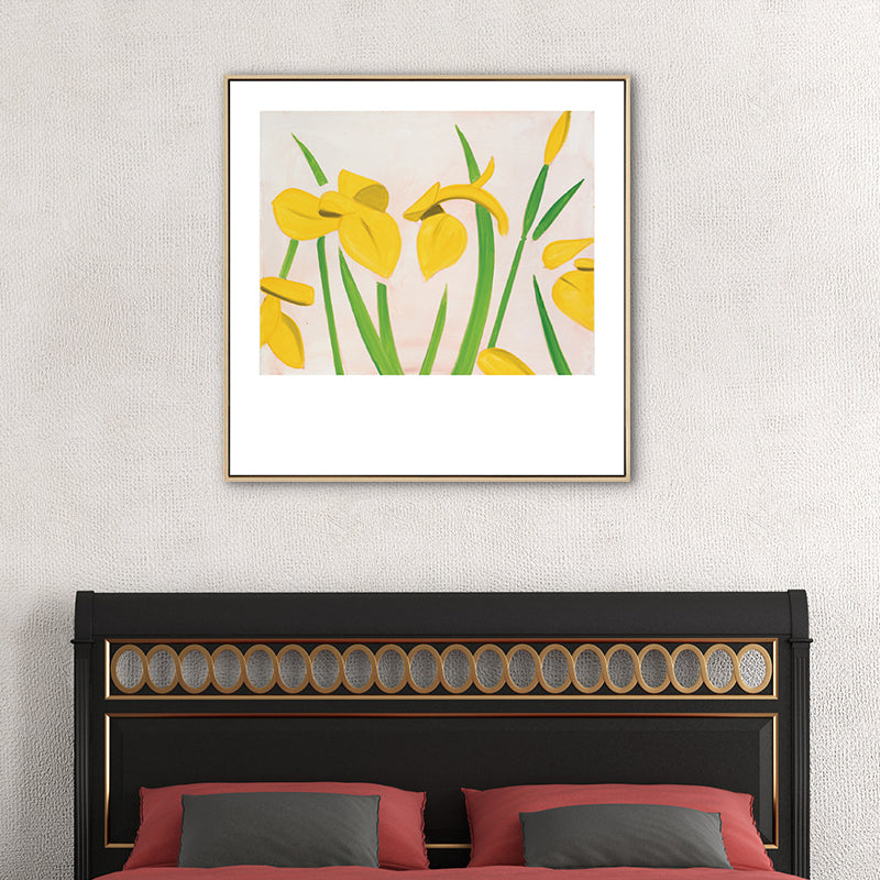 Brehn | Nordic Zeichnung Tulpen Blumen Kunstdruck Leinwand Texturiert Pastell Wanddeko für Raum