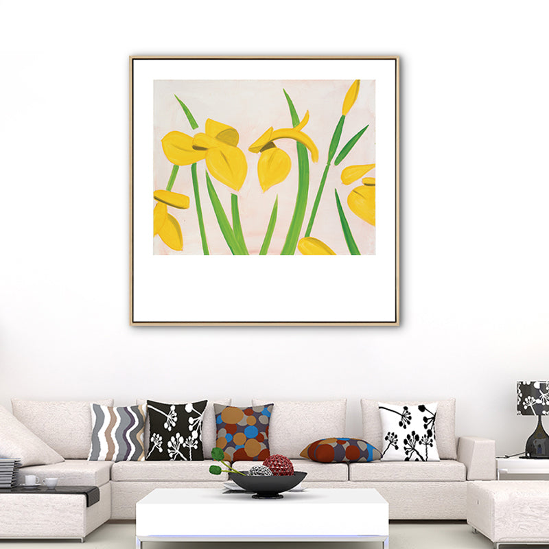Brehn | Nordic Zeichnung Tulpen Blumen Kunstdruck Leinwand Texturiert Pastell Wanddeko für Raum