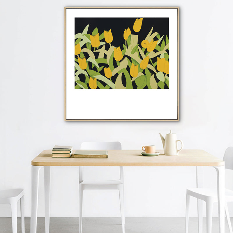 Brehn | Nordic Zeichnung Tulpen Blumen Kunstdruck Leinwand Texturiert Pastell Wanddeko für Raum