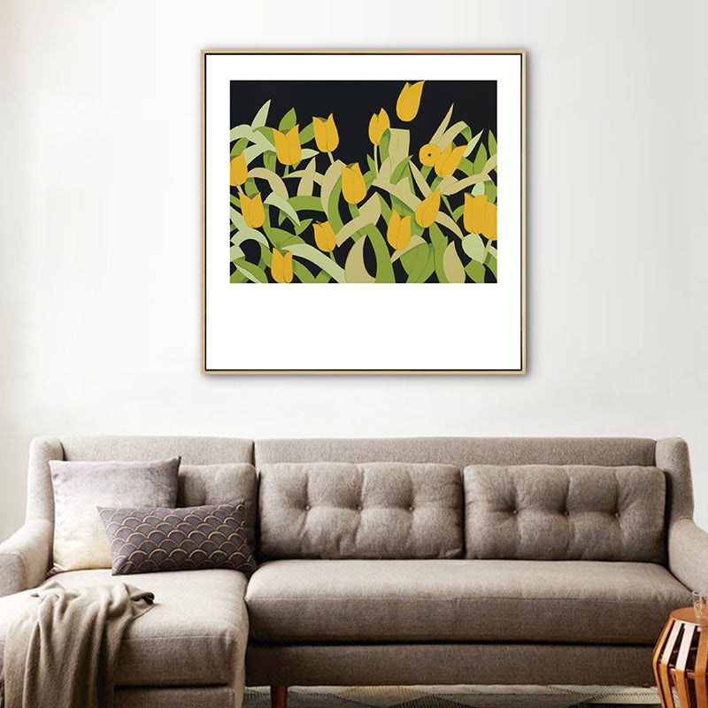 Brehn | Nordic Zeichnung Tulpen Blumen Kunstdruck Leinwand Texturiert Pastell Wanddeko für Raum