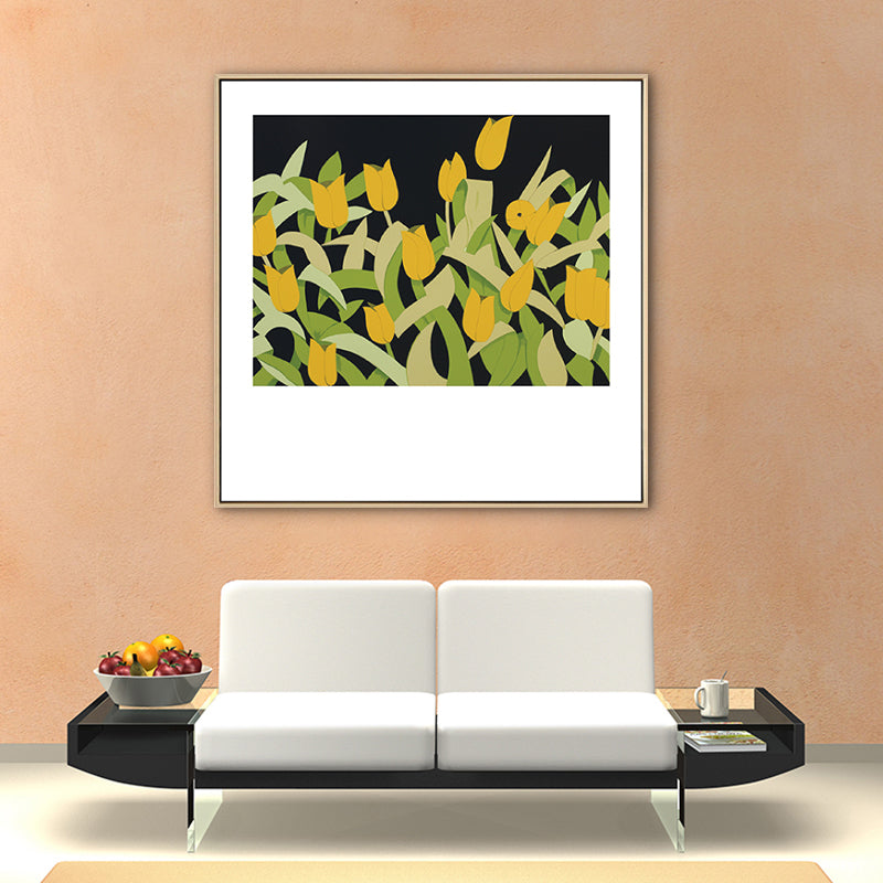 Brehn | Nordic Zeichnung Tulpen Blumen Kunstdruck Leinwand Texturiert Pastell Wanddeko für Raum