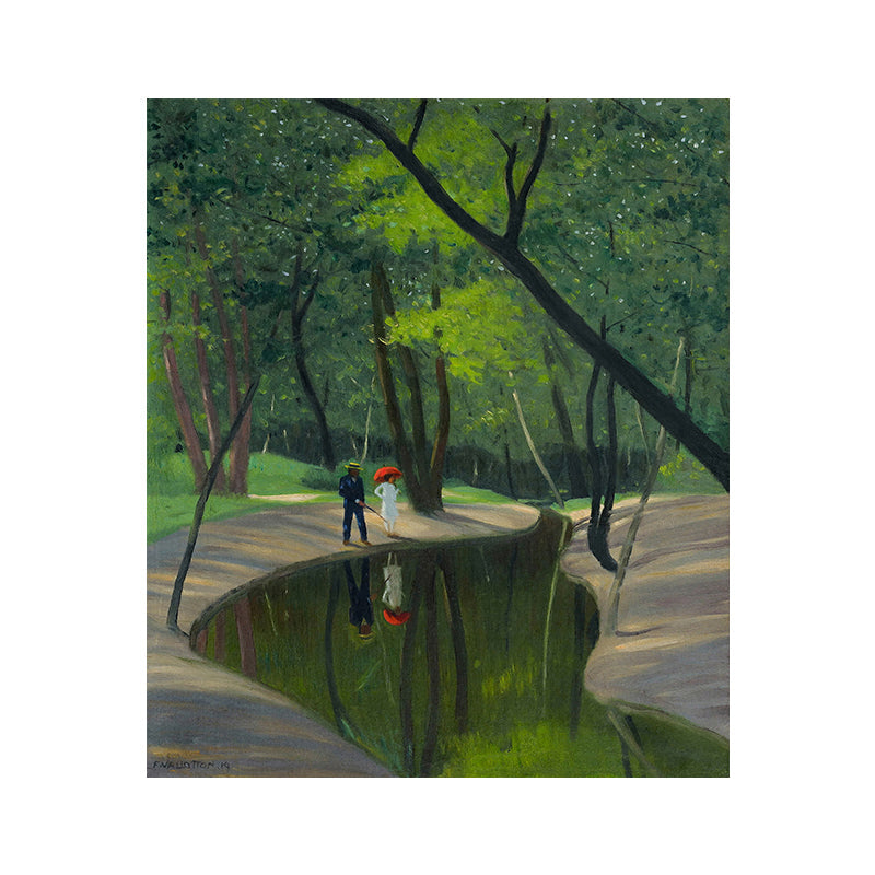 Brehn | Grüne Botanics Leinwandkunst Waldbach Nordic Texturierte Wanddekoration für das Wohnzimmer