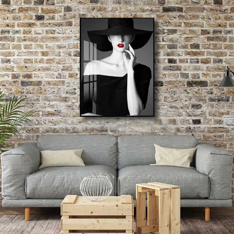 Brehn | Glam Photo Model Leinwand Kunst Dunkle Farbe Mode Wanddekoration für das Mädchenzimmer, Texturiert