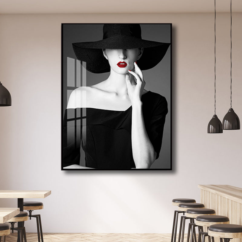 Brehn | Glam Photo Model Leinwand Kunst Dunkle Farbe Mode Wanddekoration für das Mädchenzimmer, Texturiert