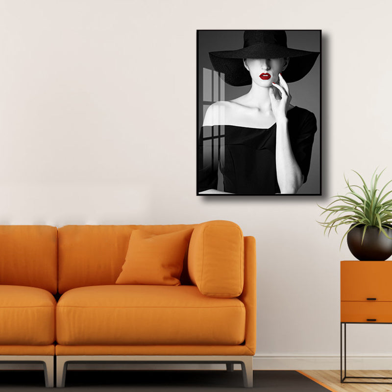 Brehn | Glam Photo Model Leinwand Kunst Dunkle Farbe Mode Wanddekoration für das Mädchenzimmer, Texturiert