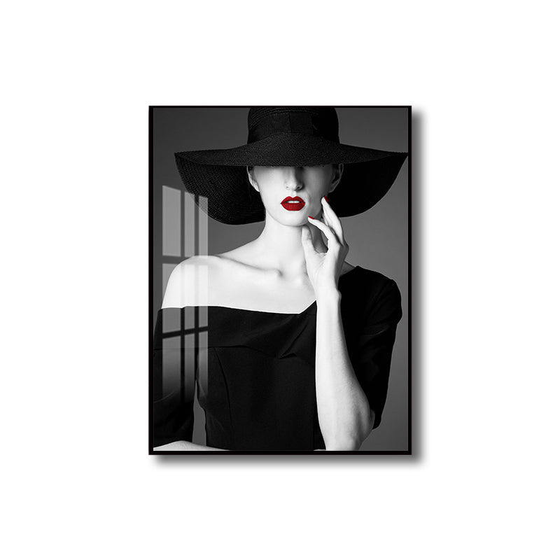 Brehn | Glam Photo Model Leinwand Kunst Dunkle Farbe Mode Wanddekoration für das Mädchenzimmer, Texturiert