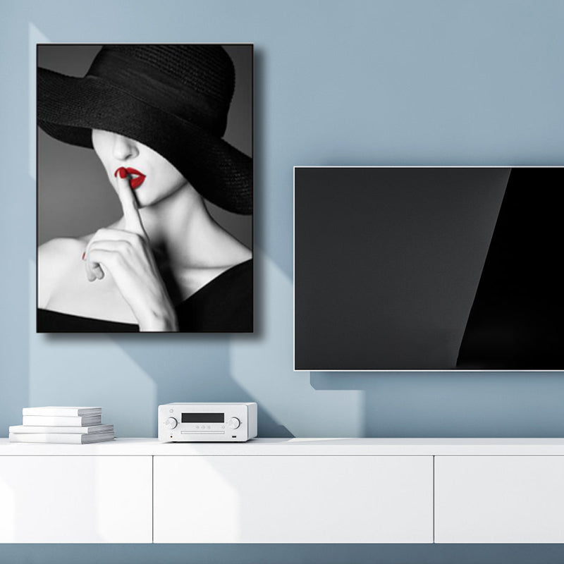 Brehn | Glam Photo Model Leinwand Kunst Dunkle Farbe Mode Wanddekoration für das Mädchenzimmer, Texturiert