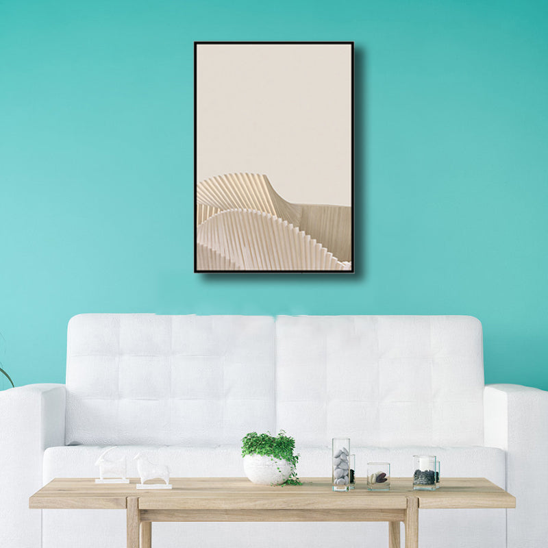 Brehn | Helles Beige Origami Wandkunst Abstrakt Minimalistisch Strukturierter Leinwanddruck für das Wohnzimmer