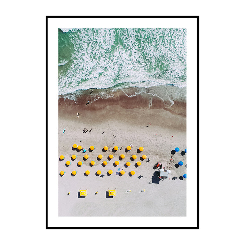 Brehn | Luftaufnahme Strand Kunstdruck Texturiertes Tropisches Wohnzimmer Leinwand in Braun und Blau
