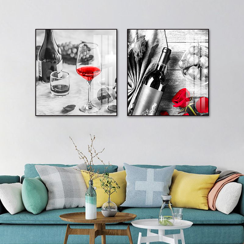 Brehn | Foto Getränke Wandkunst Set Helle Farbe Zeitgenössischer Leinwanddruck für das Esszimmer