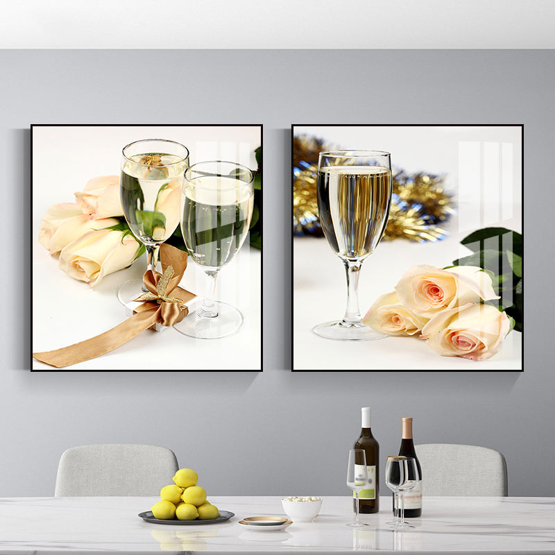 Brehn | Foto Getränke Wandkunst Set Helle Farbe Zeitgenössischer Leinwanddruck für das Esszimmer