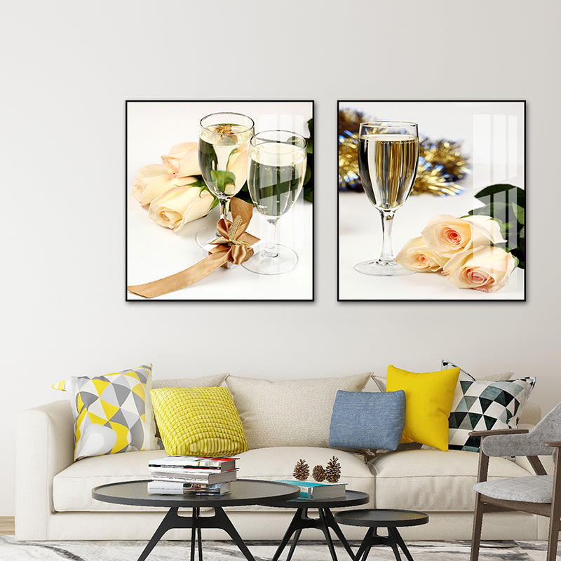 Brehn | Foto Getränke Wandkunst Set Helle Farbe Zeitgenössischer Leinwanddruck für das Esszimmer